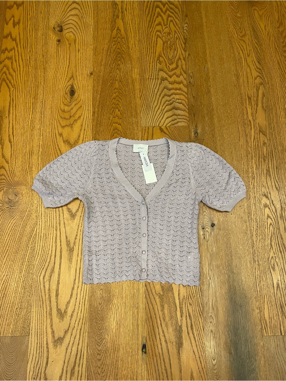 Wilfred Lavender Openwork Knit Button Cardigan